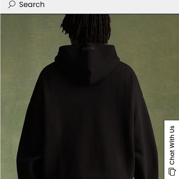 Fear of God Essentials Jet Black Hoodie Large. - Picture 3 of 4